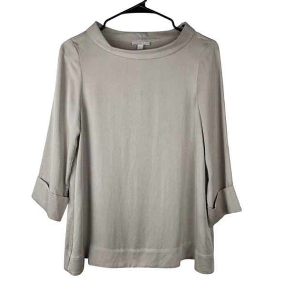 COS Elegant Scoop neck Longline Women’s Blouse Gray Size 4 A-line Flowy - Picture 1 of 12